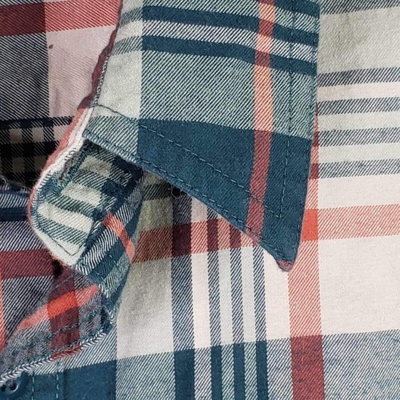 LL Bean Mens Button Down Shirt Blue Plaid Small Slim Fit Long Sleeve Lodge - Picture 4 of 10